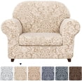 thumbnail image 1 of Subtrex Housse Extensible 2 Pcs Lavable pour Fauteuil/coussin d'Amour/sofa/TG-Sofa, Motif Damassé Jacquard, 1 of 6