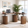 thumbnail image 3 of GODPAW L-Shaped Electric Standing Desk with Storage, 61.8" x 55.1", Height Adjustable, Walnut, 3 of 9