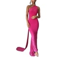 thumbnail image 5 of Vestido largo sexy con tirantes finos y espalda descubierta para mujer, vestido de fiesta ajustado con cordones, vestido Halter de noche para discoteca, 5 of 5