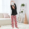 thumbnail image 6 of Dailycode Women's Pajama Pants Wide Leg Lounge Pj Bottoms With Pockets Rose on Stems, 6 of 7