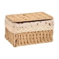 thumbnail image 2 of FSAGAE Natural Woven Storage Basket with Lid Small for Bedroom Living Room Kitchen Organizer Beige, 2 of 5