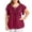 Red, variant on Womens Plus Size Tops Short Sleeve Fashion Casual V Neck Solid Print Lace Short Sleeve T Shirt Summer Plus Size Tops
