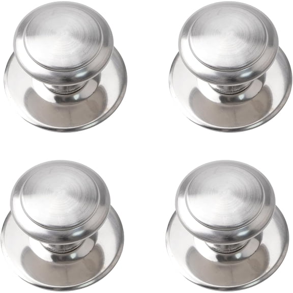 Stainless Steel Drawer Knobs, 4pcs Self-Stick Instant Cabinet Handle Pulls, 1.18Inch Adhesive Sliding Door Stick On Pulls with Mounting Screws for Glass Cupboard(Brushed Silver)