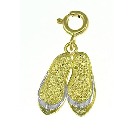 14K Yellow Gold Flip Flop Pendant - 20 mm