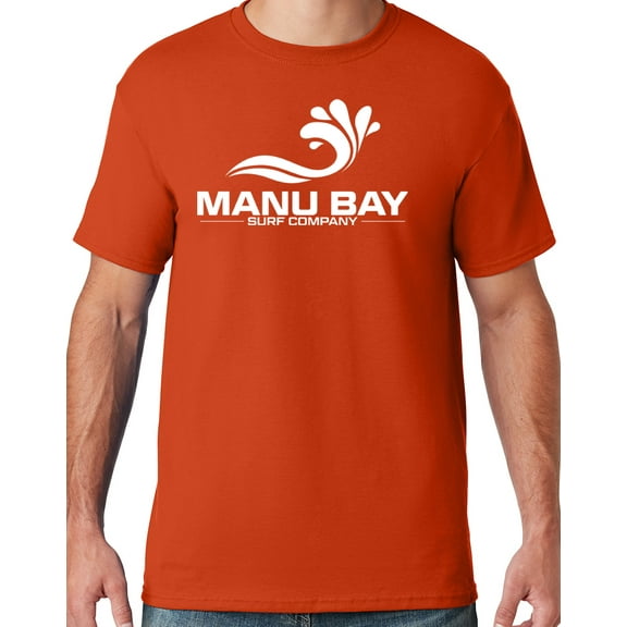 Mens Manu Bay Surf Company WHITE LOGO T-shirt, Medium Burnt Orange