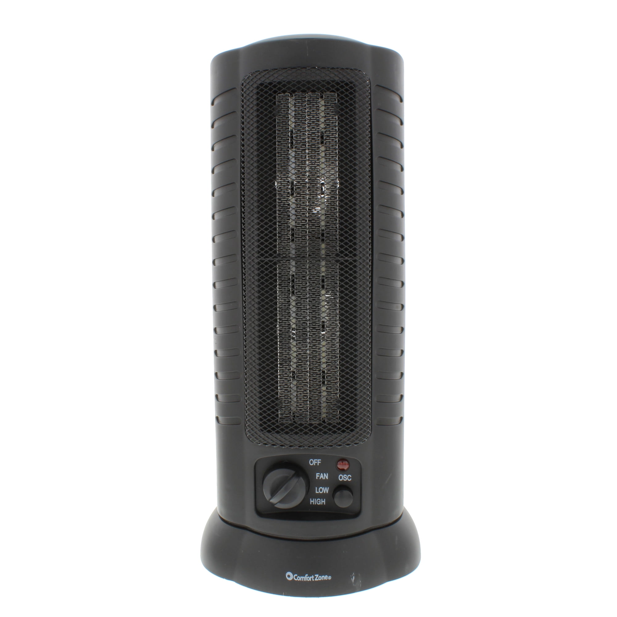 Comfort Zone 1,500-Watt Oscillating Ceramic Tower Heater with Safety Features, Black
