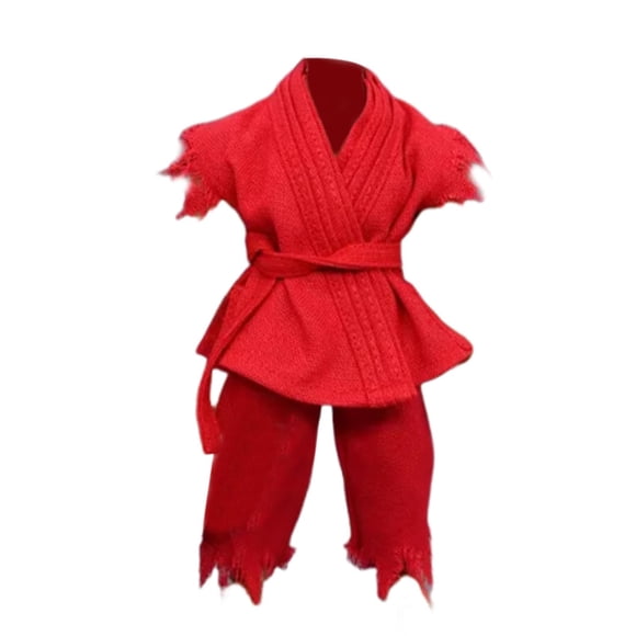 Figura de acción a escala 1/12, ropa, disfraz de muñeca, uniforme de judo, ropa en miniatura, cinturón de pantalón superior para cuerpo masculino de 6 Rojo