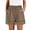 Brown #053, variant on Womens Casual Shorts Wide Leg Bermuda Shorts Elastic High Waist Lace Trim Summer Beach Shorts with Pocktes, S