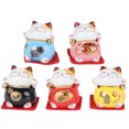thumbnail image 1 of 5Pcs Innovative Fortune Cat Ornament Mini Ceramic Auspicious Cat Art Crafts, 1 of 9