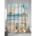 thumbnail image 5 of Fsddascl Coastal Nautical Shower Curtain Set - Long 72" x 84" Washable Bathtub Curtain with 12 Hooks, Summer Ocean Beach Wave Compass Waterproof Fabric Stall Shower Curtains for Bathroom/Bathtub, 5 of 6