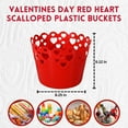 thumbnail image 2 of Valentines Day Red Heart Scalloped Plastic Buckets for Organizing Home Kitchen Birthday Party Favor Candy Snack Goodies Chocolate Treats Storage Container Decoration Gift Empty Basket Supplies, 2 of 7