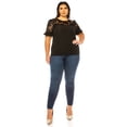 thumbnail image 4 of Women's Plus Size Classic Solid Top with Lace Accent - Casual and Elegant, 4 of 6
