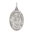 thumbnail image 1 of 925 Sterling Silver Vintage Saint Christopher Hockey Goalie Stick Puck Glove Medal Necklace Charm Pendant Sport Religious Patron St, 1 of 7