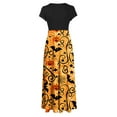 thumbnail image 4 of LOVZFMLL Robe Longue d'Halloween pour Femme, Ample, à Manches Courtes, Col Rond, Jaune, P, 4 of 5