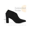 thumbnail image 5 of BLISSFUL STEP Women's Ankle Boots Faux Suede Pointed Toe Block Heel Back Zip V Cutout Booties Black 6, 5 of 7