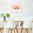 thumbnail image 7 of Pink Rainbow Wall Art, Blue Green Yellow Stars and Cloud on Pink Background Canvas Wall Art, Baby Girl Nursery Framed Wall Art for Living Room Bathroom Bedroom Ready to Hang, 12X12 Inches, 7 of 7