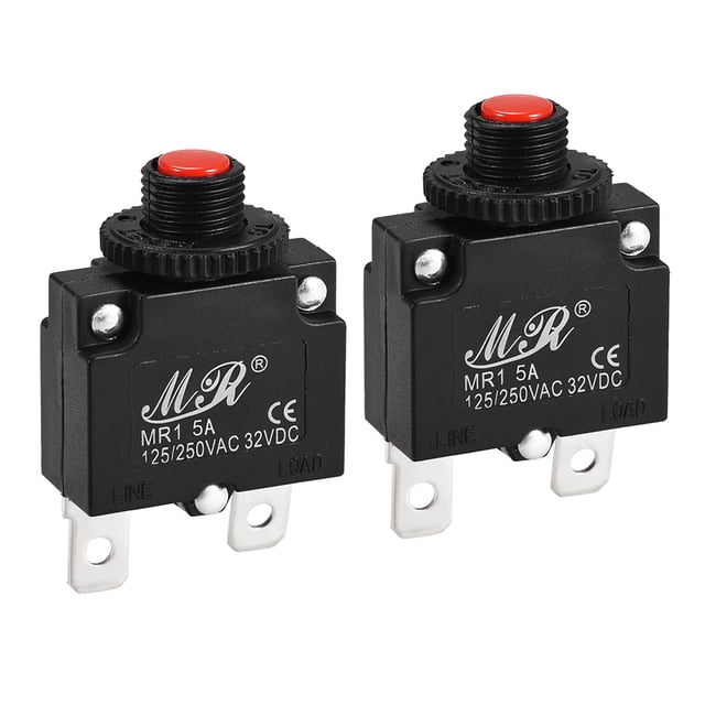 Interruptores Automáticos Térmicos 5A 125/250V AC 32V DC Botón de Reinicio Manual Protectores de Sobrecarga Interruptor 2 Pcs