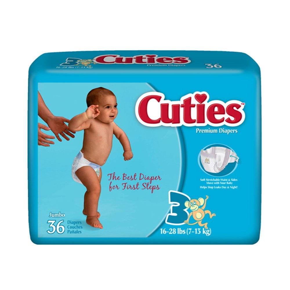 Cuties CR3001 Size 3 Baby Diapers 144/Case by First Quality 
