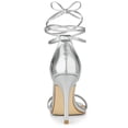 thumbnail image 4 of Sandalias Con Cordones Y Punta Abierta Tacón de Aguja para Mujer Allegra K Plata 38, 4 of 7