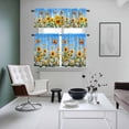 thumbnail image 5 of Summer Sunflower Floral Kitchen Curtains Valances and Tiers Set of 3 Butterfly Plant Oil Painting Tier Curtains and Valance with Rod Pocket for Small Windows, 27.5"x24", 5 of 9