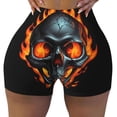 thumbnail image 2 of Fotbe Flame Metal Skull Shorts Sin Costuras – Shorts Deportivos de Cintura Alta para Mujer, Elásticos para Gimnasio, Yoga, Running o Ciclismo-X-Large, 2 of 8