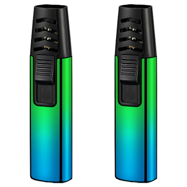 Encendedores Antorcha Portatil ColorTorchBlue 2 Pzas Azul/Verde Recargable Metal Gas Butano.