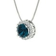 thumbnail image 2 of 1.24 ct round cut halo natural london blue topaz 18k white hypoallergenic Solid gold Designer Everyday Affordable Dainty Necklace Pendant + 18" hypoallergenic Solid gold chain, 2 of 6