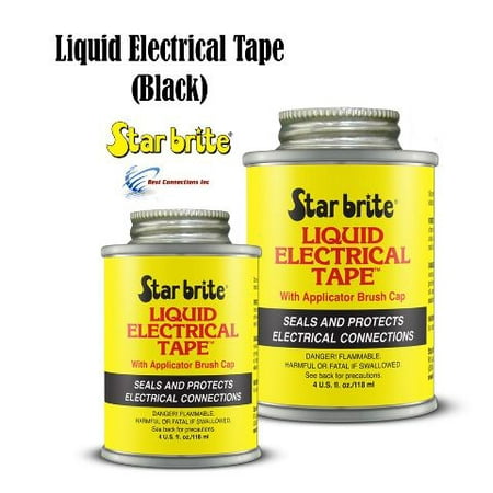 2 PACK Liquid Electrical Tape Black 4oz w/ Applicator Brush Cap StarBrite