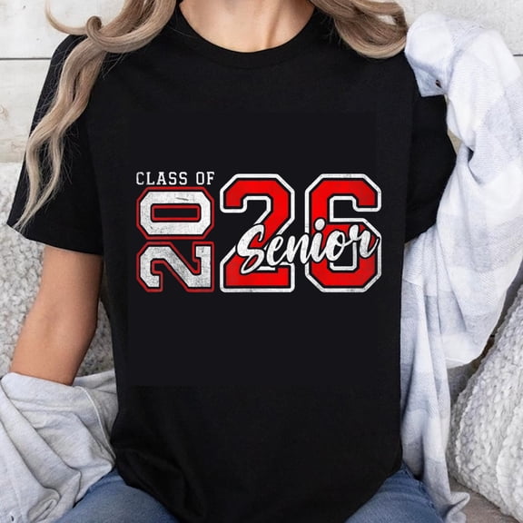 100% Cotton Class Of 2026 Senior Graduation T-Shirt For High School College Graduates Unisex Black Tee Shirt Gift For Seniors
