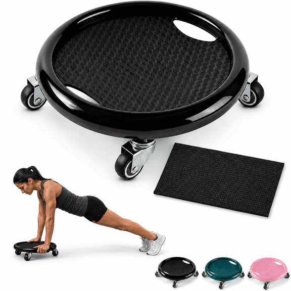 Abdominal Roller Wheel Disc with Knee Mat, 4 Wheel Ab Roller Core Slider, 360 Rotating Discs Silent Trainer for Abs, Glutes & Full-Body Strength