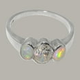 thumbnail image 5 of LBG British Made 10k White Gold Cubic Zirconia & Natural Opal Womens Anniversary Ring - 33 size options - Size 4.75, 5 of 6