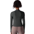 thumbnail image 5 of Top de Yoga para mujer, abrigo de gimnasio, Tops ajustados con cremallera para Fitness, chaqueta deportiva de manga larga, ropa de gimnasio, Tops atléticos para mujer, 5 of 5