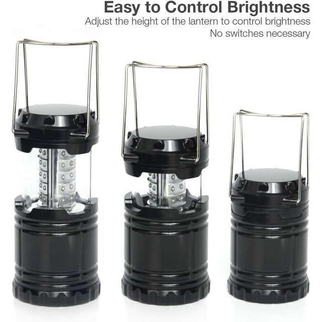 Linterna LED para acampar, kits de supervivencia adecuados para huracanes, luz de emergencia para tormentas, negro, diseño plegable y 30 luces LED,