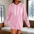 thumbnail image 2 of Fiaer,Women's Oversized Long Hoodies,Womens Loose Fit Fashion Solid Color Drawstring Hooded Sweatshirts with Zipper Pocket Pink XL, 2 of 4