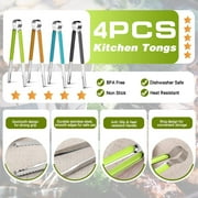 DENVDENCY Non stick and Heat Resistant Stainless Steel Kitchen Tongs (4 Count)