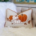 thumbnail image 3 of Homey Cozy Pumpkin Leaf Floral 14"x 20" Throw Pillow with Insert Blue, 3 of 5