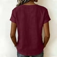 thumbnail image 6 of ClodeEU Women's Linen Blend V Neck Short Sleeve Top with Lace Trim ,Solid Color Casual Blouse Wine,Womens Plus L, 6 of 7