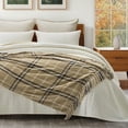 thumbnail image 6 of EVERGRACE Plaid Chenille Throw Blanket for Couch, Super Soft Cozy Decorative Farmhouse Plaid Throw with Tassels, Lightweight Chenille Knit Throw for Bed Sofa Gift Home Decor, Khaki Grey 50”x60”, 6 of 8