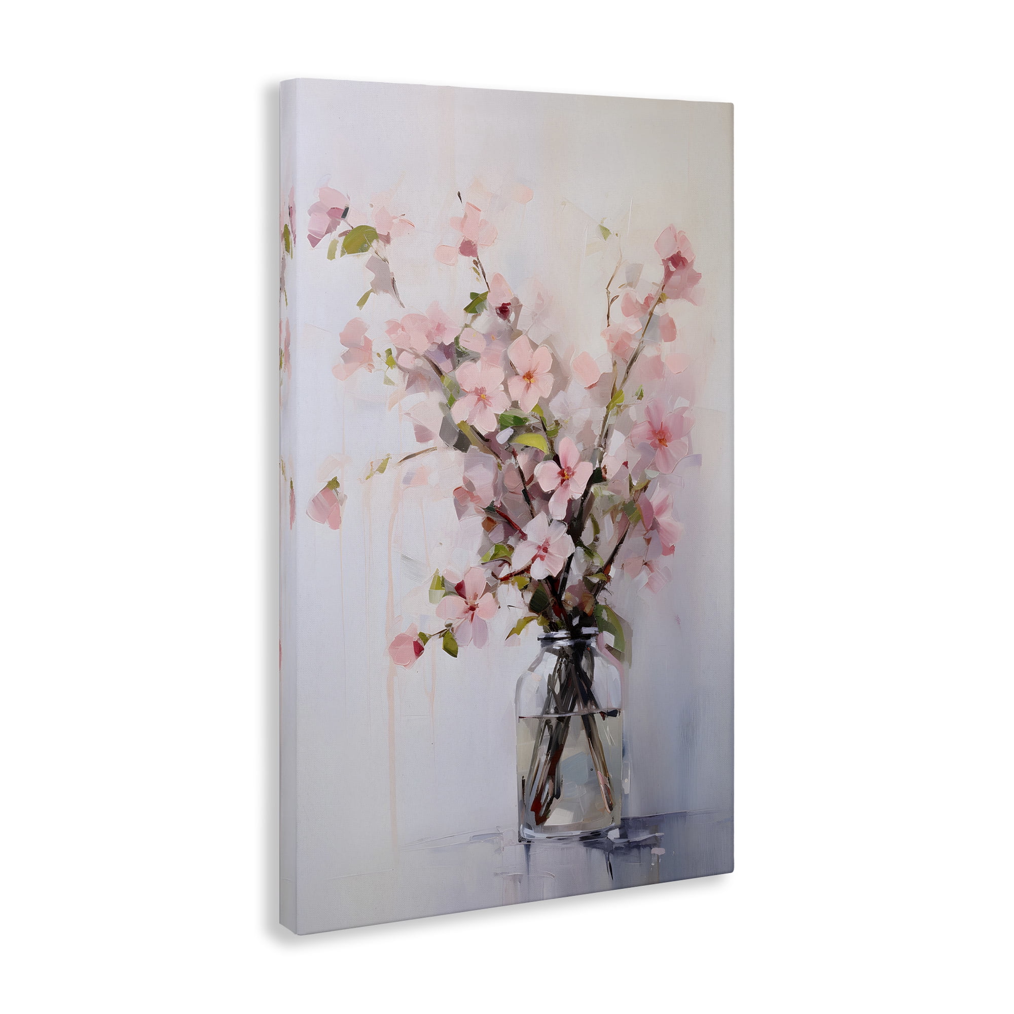 Stupell Industries Soft Sakura Vase Botanical & Floral Painting Gallery Wrapped Canvas Art Print Wall Art, 16 x 24