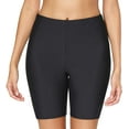 thumbnail image 3 of Women Long Board Shorts High Waist Swim Bottom Solid Jammer Swim Shorts, 3 of 6