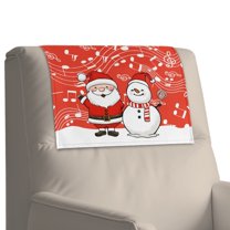 Xoenoiee Santa Claus Snowman Music Note Print Recliner Chair Covers for Reclining Chair, Washable Head Protector for Sofa Recliner Headrest Cover, with Hook & Loop Tape Christmas Decor, 1 Pack