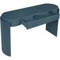 thumbnail image 3 of 55" Entryway Table with Oval Top and 2 Drawers, Natural Wood Grain Finish Console Table with Fluted Design for Entryway and Living Room Navy, 3 of 10