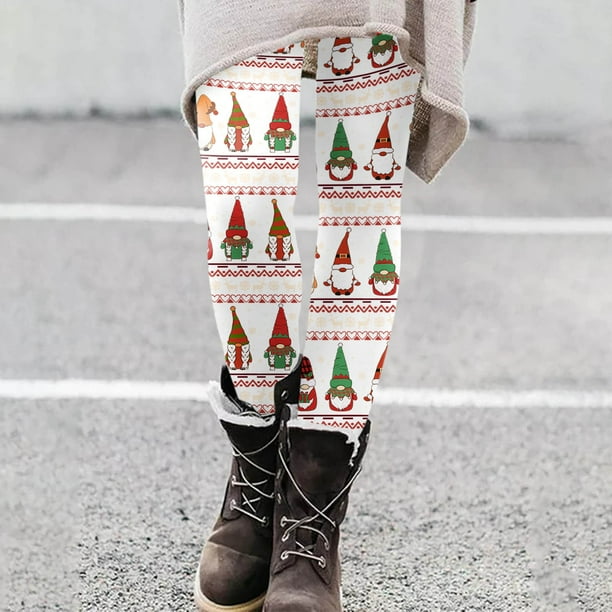 MKLEKYY Leggings deportivos para mujer, leggings para entrenamiento, pantalones con estampado navideño de bloques de color, leggings suaves y elásticos
