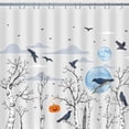 thumbnail image 1 of Whimsical Halloween Shower Curtain - Spooky Forest Scene with Crows, 1 of 4