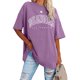 thumbnail image 1 of MKLEKYY Camiseta Mujer Camiseta De Manga Corta Con Cuello Redondo Y Estampado De Letras Para Mujer, 438 Talla XXL, 1 of 3