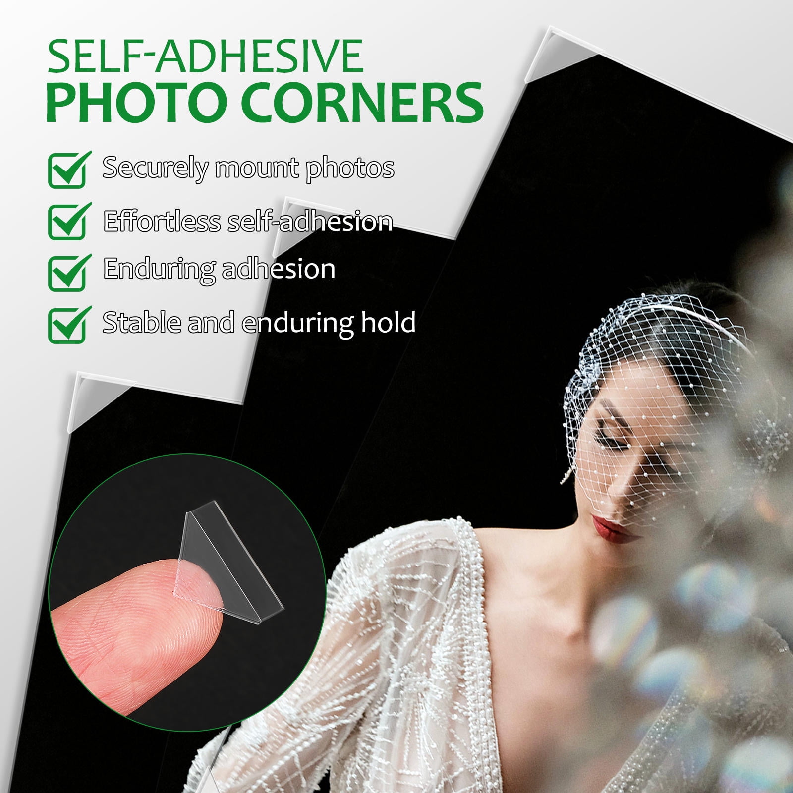 WEUVEB Clear Photo Corner Stickers for Scrapbooking Picture Mounting and Photo Album Use