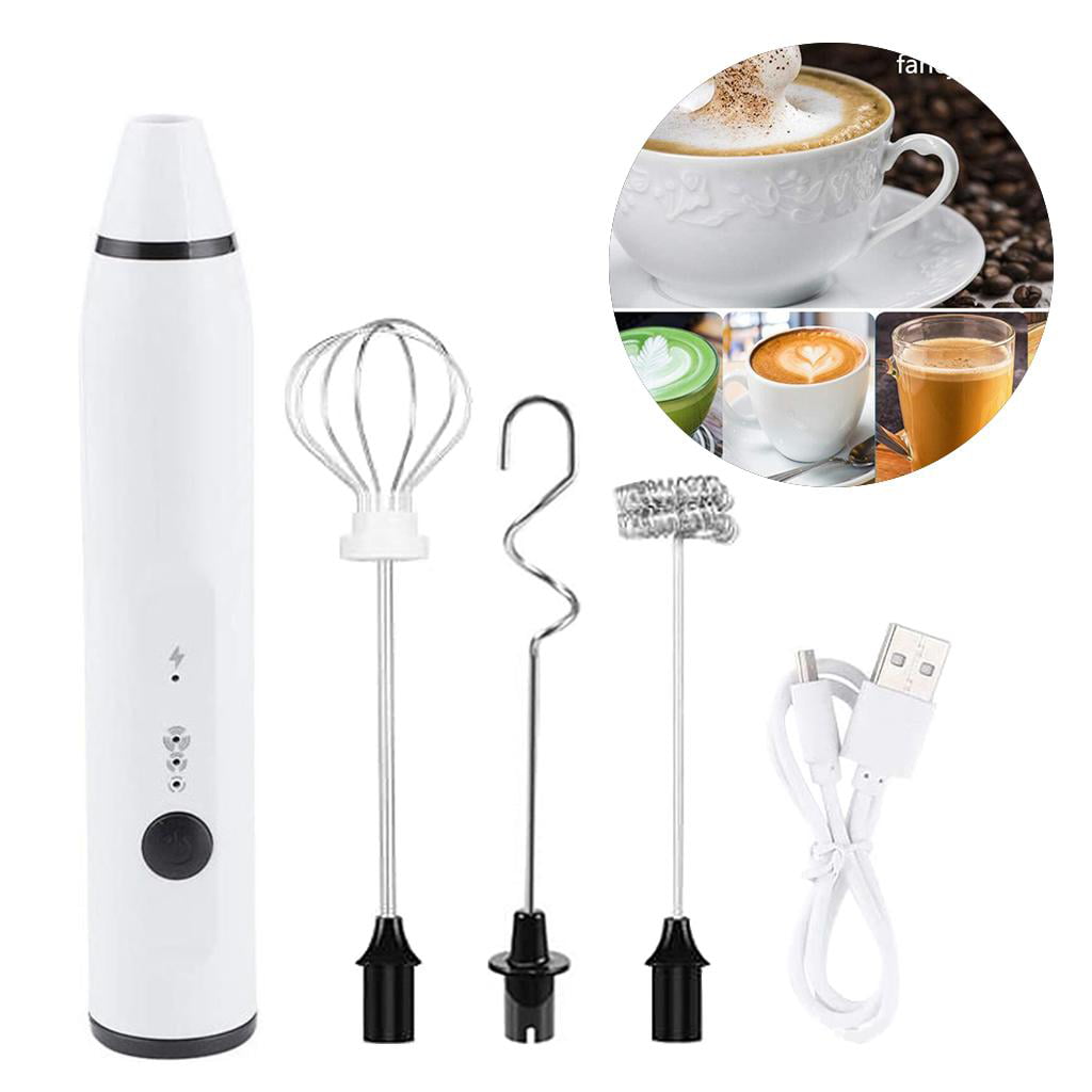 VeSumly USB Rechargeable Milk Frother Handheld Electric Foam Maker Portable Drink Mixer Milk Foamer with 2 Stainless Steel Whisks/Latte Art Pen for Egg Mix Hot Chocolate,Black Cappuccino 