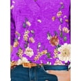 thumbnail image 4 of DYMADE Women Plus Size Casual V-neck Pullover Floral Printed Long Sleeve T-shirt Loose Top, 4 of 4