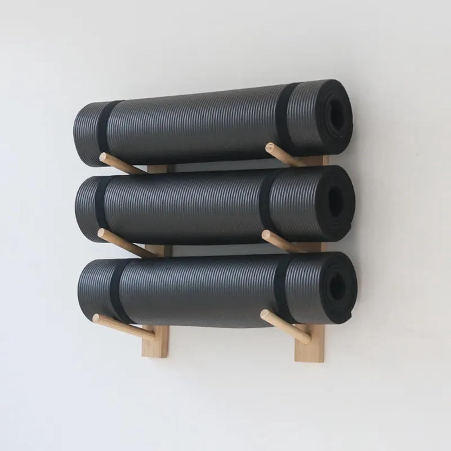 3 /6/9layer Wall Hanging Fitness Organizer, Yoga Mat Holder Wall Mount Wooden Organizer Rack - Foam Roller Storage Rack Wood For Home Gym Decor