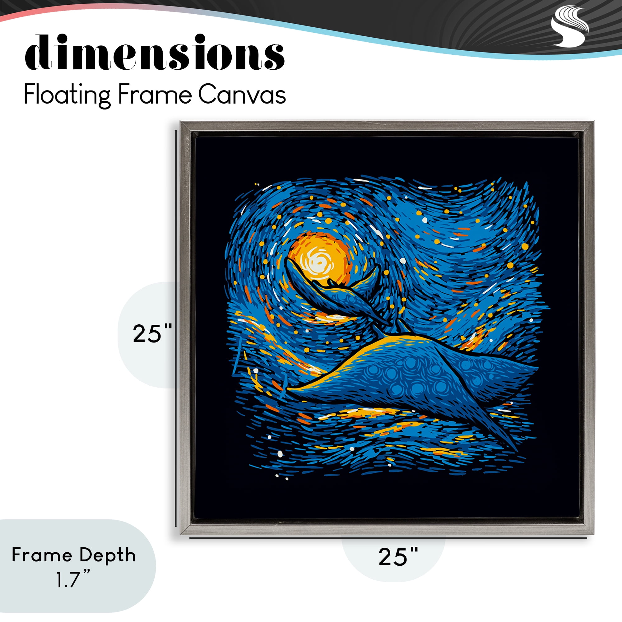 Stupell Industries Impressionist Manta Rays Gray Framed Floater Canvas Wall Art, design by Tobe Fonseca